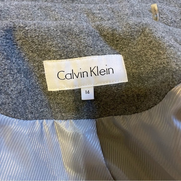 Women’s CALVIN KLEIN Gray Double Breasted Wool Pea Coat Jacket - Picture 6 of 8